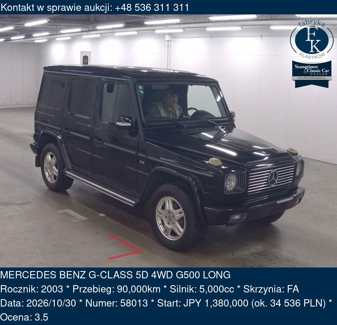 MERCEDES BENZ G-CLASS 5D 4WD G500 LONG 2003 - zdjęcie 2