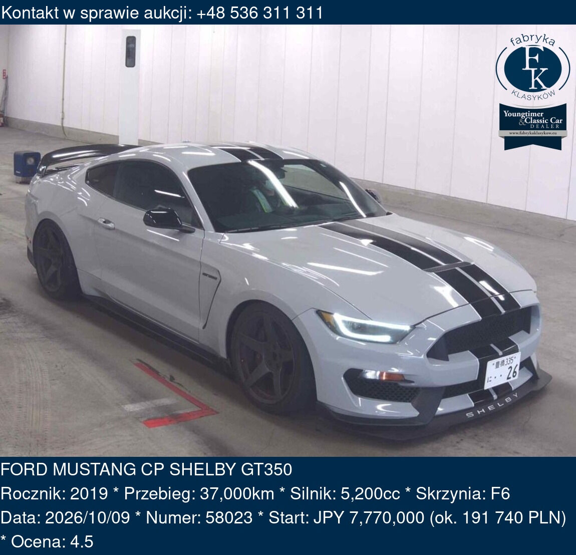 FORD MUSTANG CP SHELBY GT350 2019 - zdjęcie 2