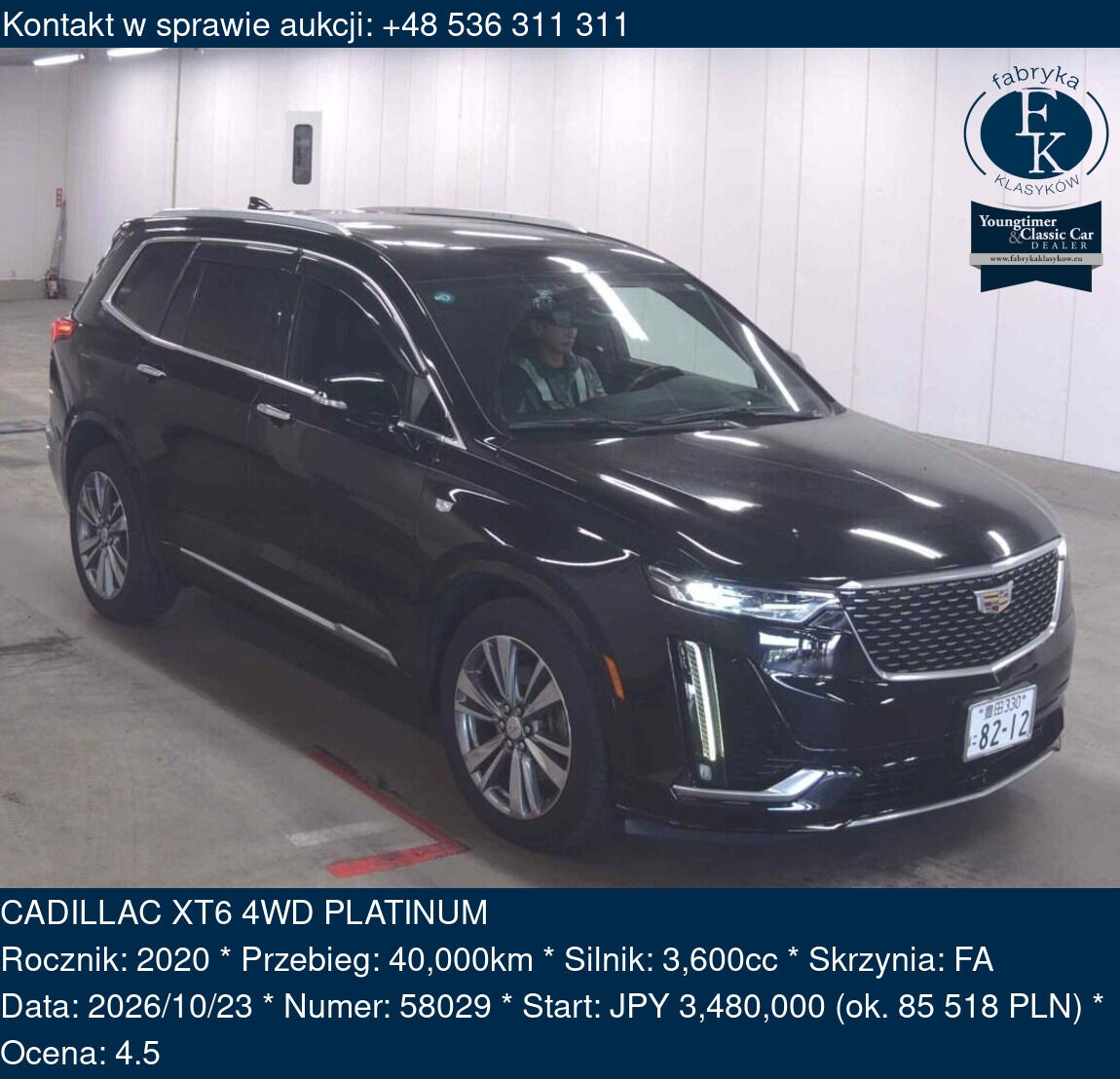 CADILLAC XT6 4WD PLATINUM 2020 - zdjęcie 2