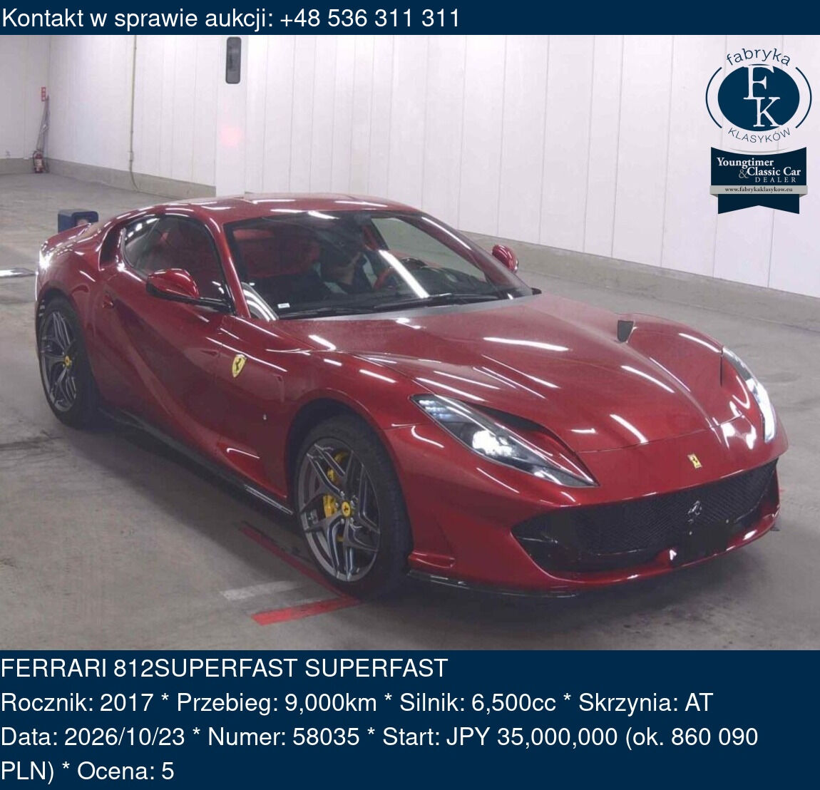 FERRARI 812SUPERFAST SUPERFAST 2017 - zdjęcie 2