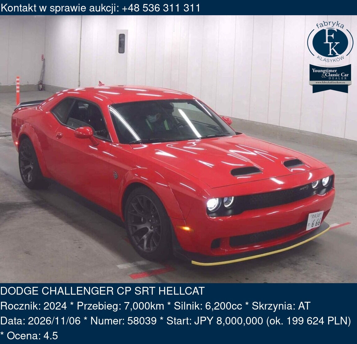 DODGE CHALLENGER CP SRT HELLCAT 2024 - zdjęcie 2