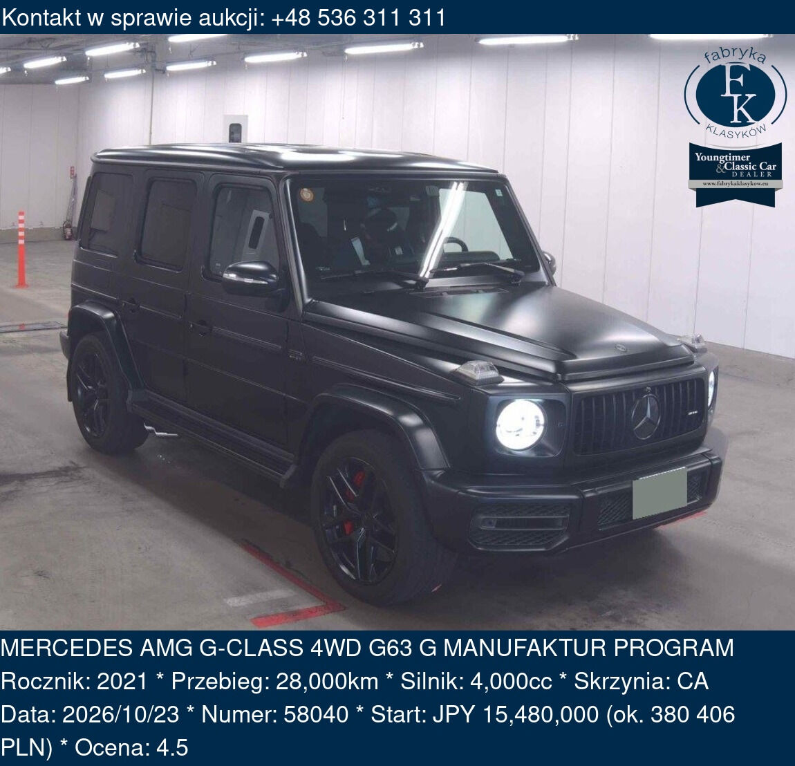 MERCEDES AMG G-CLASS 4WD G63 G MANUFAKTUR PROGRAM 2021 - zdjęcie 2