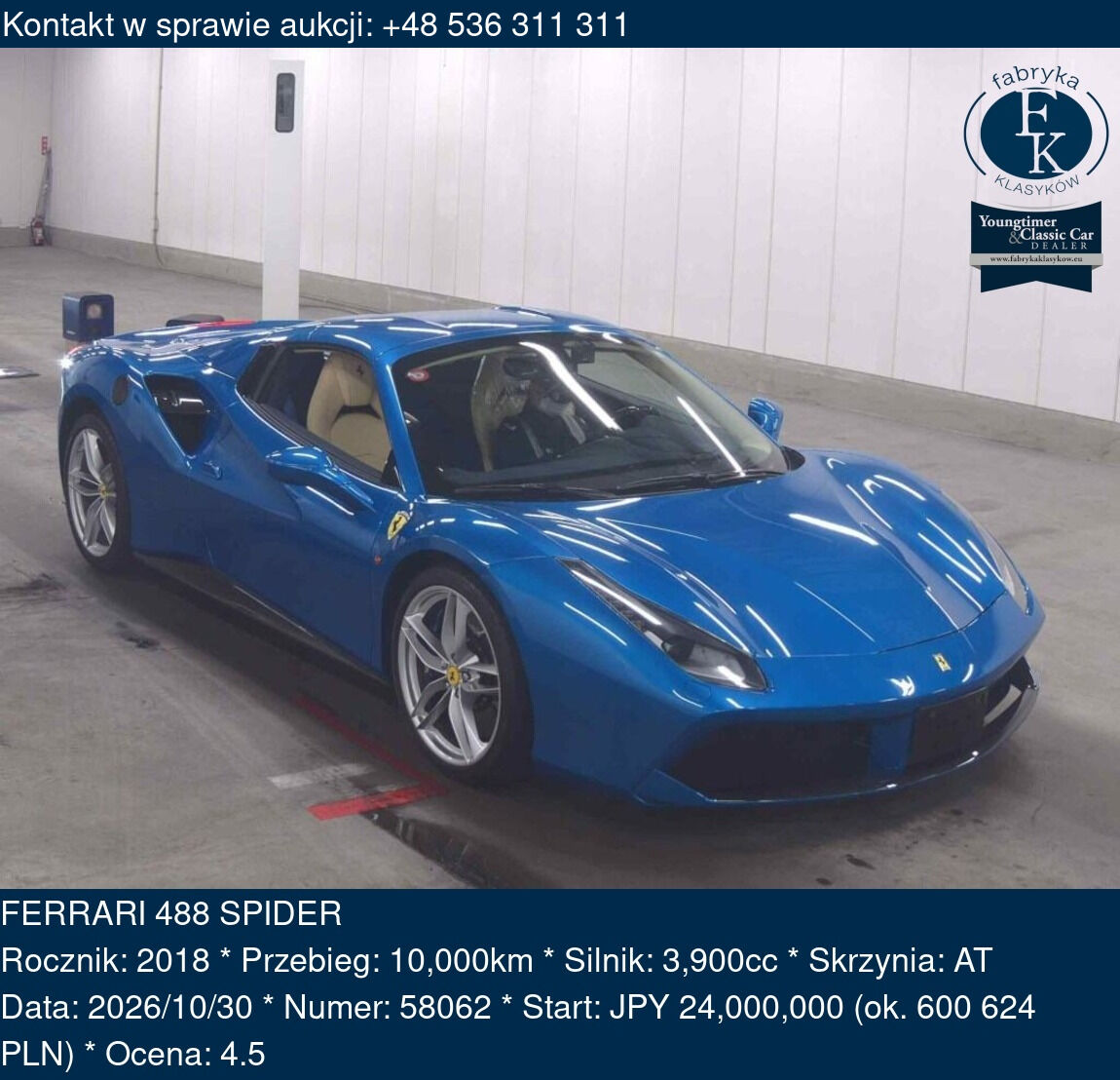FERRARI 488 SPIDER 2018 - zdjęcie 2