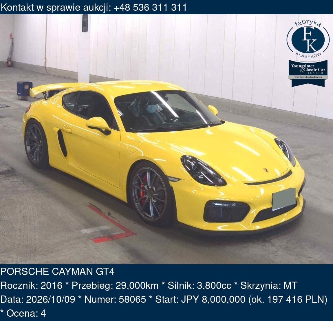 PORSCHE CAYMAN GT4 2016 - zdjęcie 2