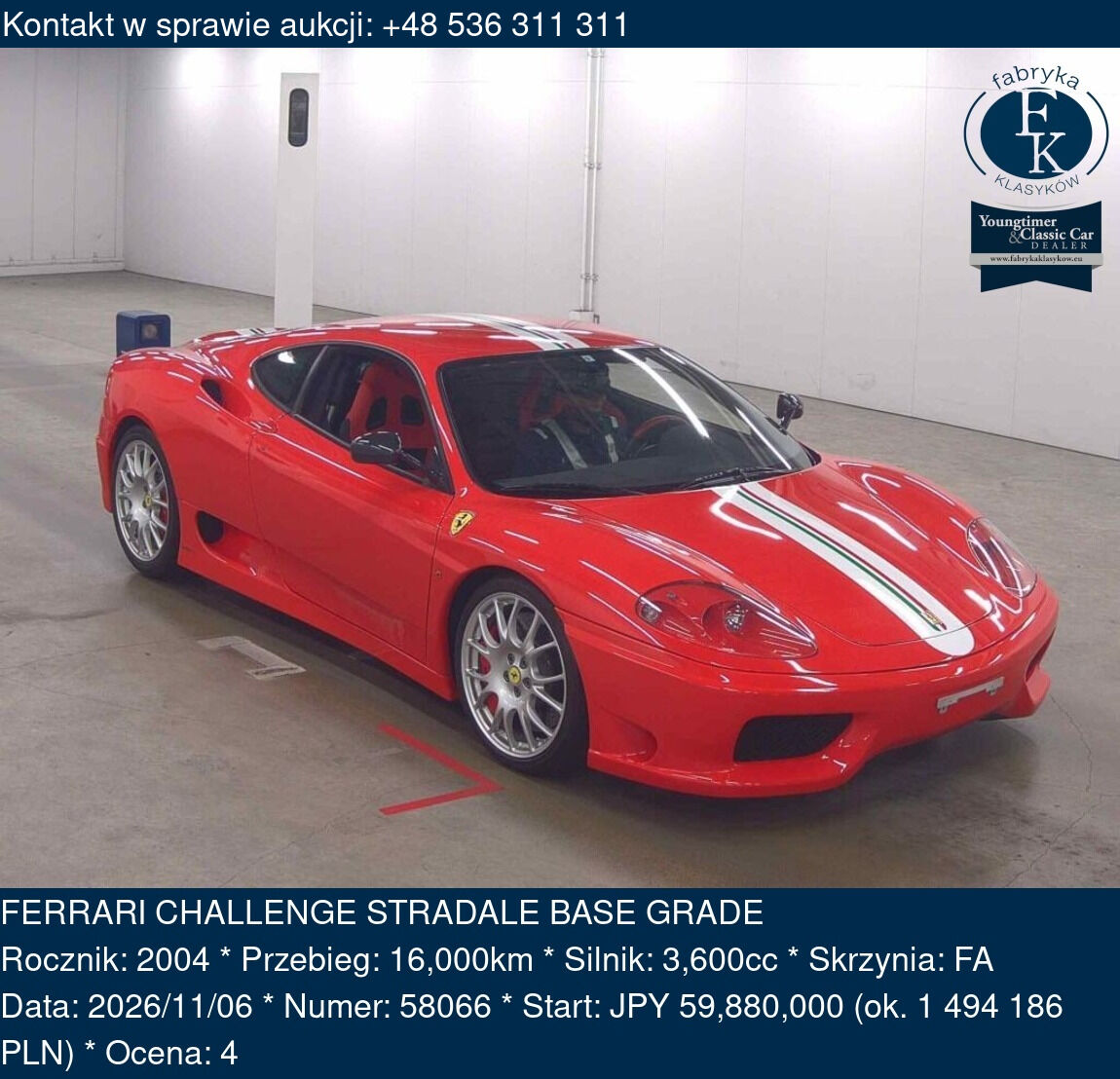 FERRARI CHALLENGE STRADALE BASE GRADE 2004 - zdjęcie 2