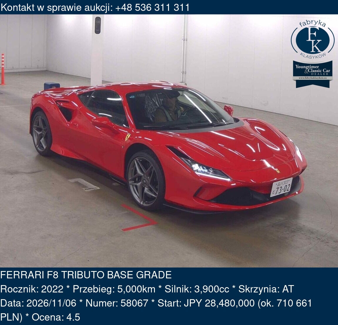 FERRARI F8 TRIBUTO BASE GRADE 2022 - zdjęcie 2