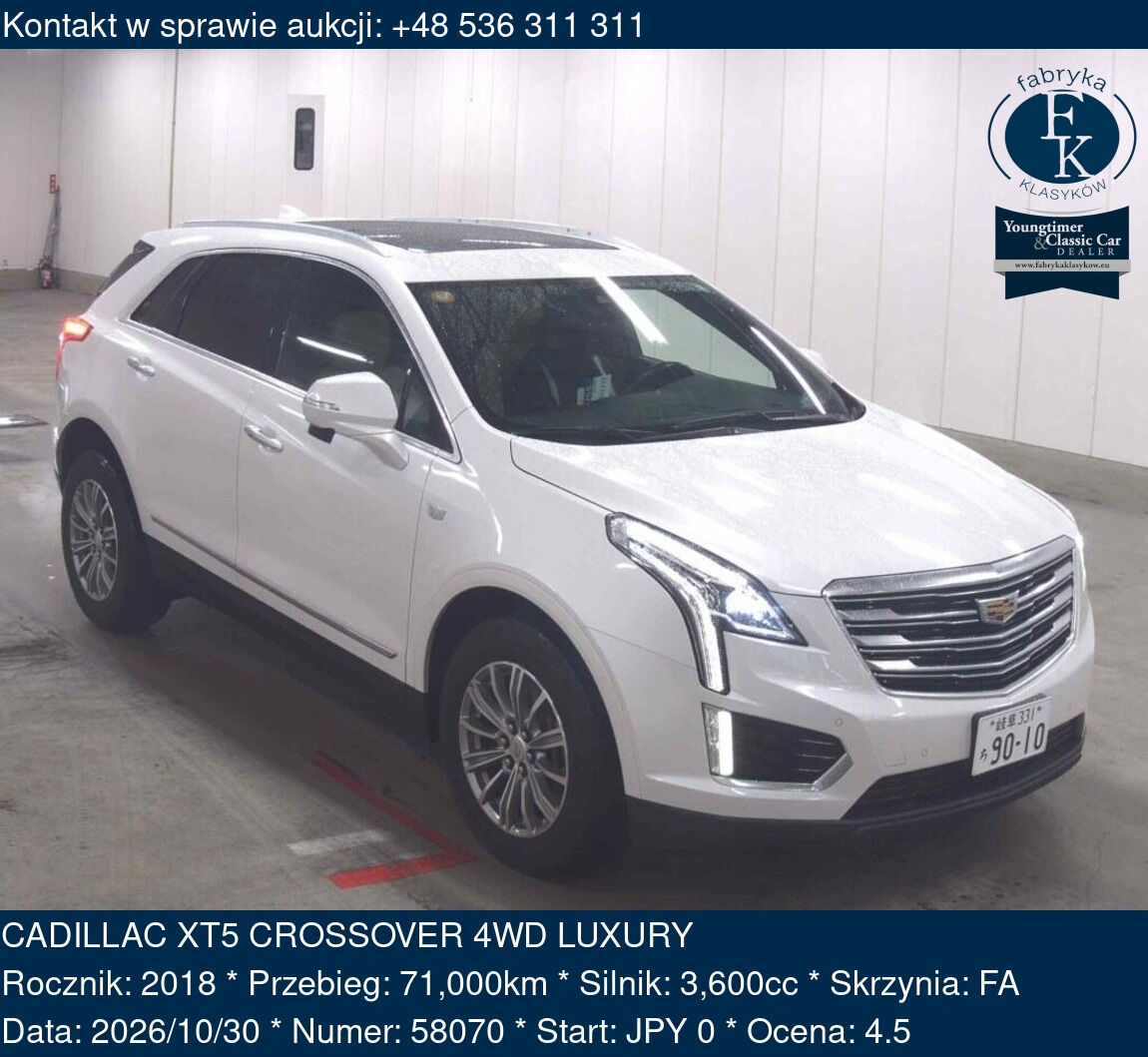 CADILLAC XT5 CROSSOVER 4WD LUXURY 2018 - zdjęcie 2