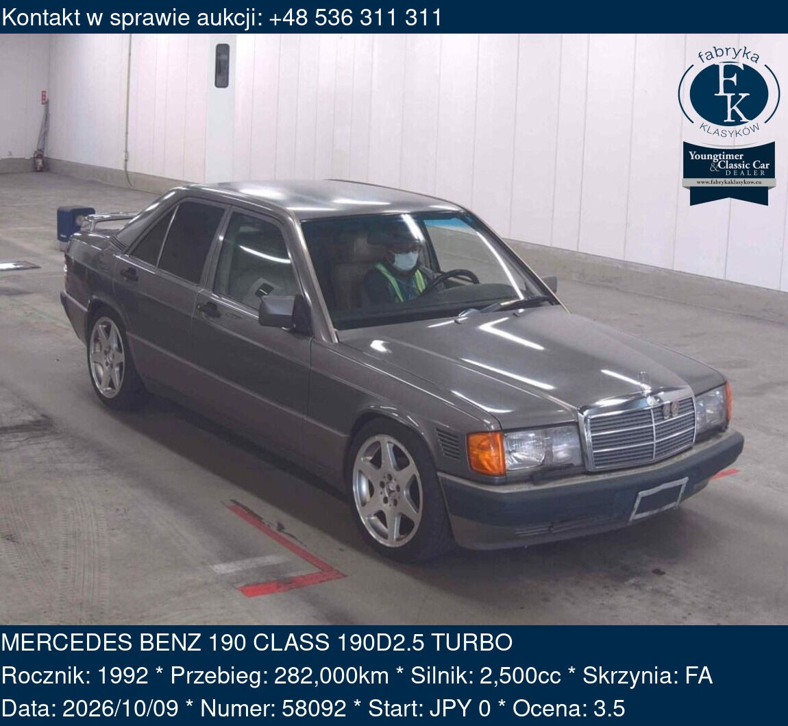 MERCEDES BENZ 190 CLASS 190D2.5 TURBO 1992 - zdjęcie 2