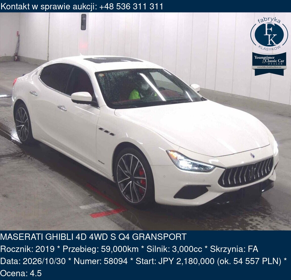MASERATI GHIBLI 4D 4WD S Q4 GRANSPORT 2019 - zdjęcie 2