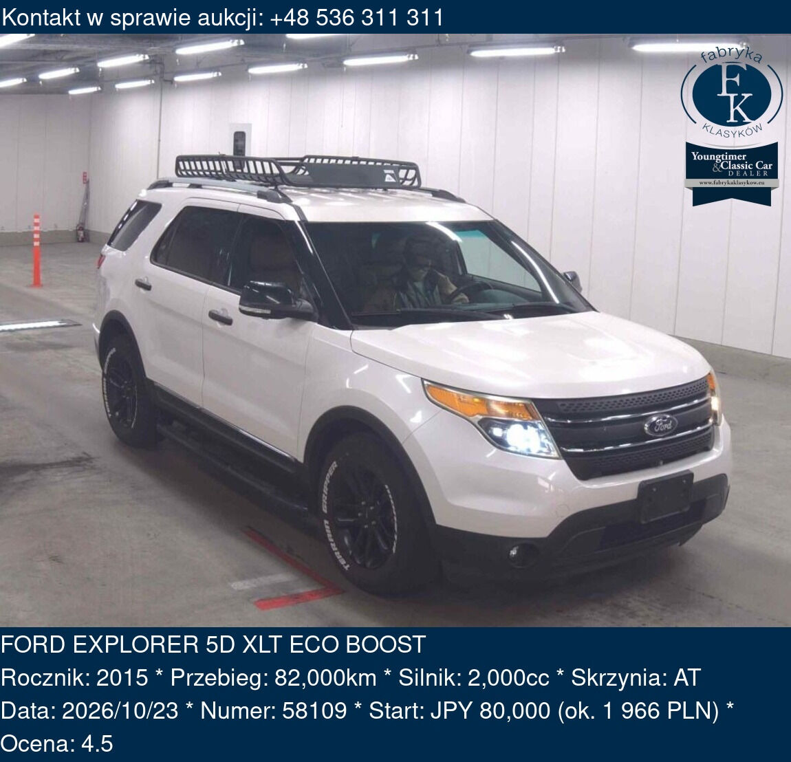 FORD EXPLORER 5D XLT ECO BOOST 2015 - zdjęcie 2