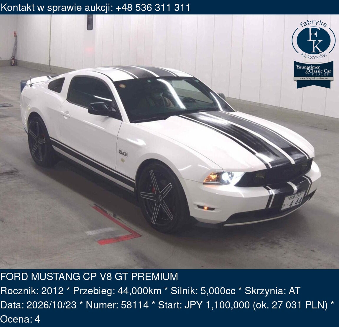 FORD MUSTANG CP V8 GT PREMIUM 2012 - zdjęcie 2