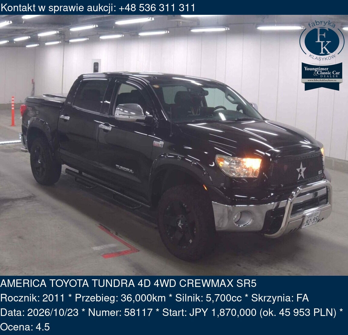 AMERICA TOYOTA TUNDRA 4D 4WD CREWMAX SR5 2011 - zdjęcie 2