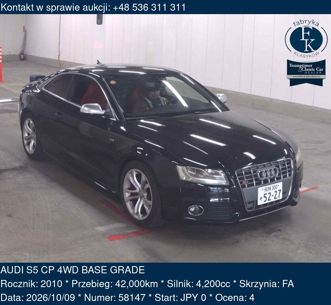 AUDI S5 CP 4WD BASE GRADE 2010 - zdjęcie 2