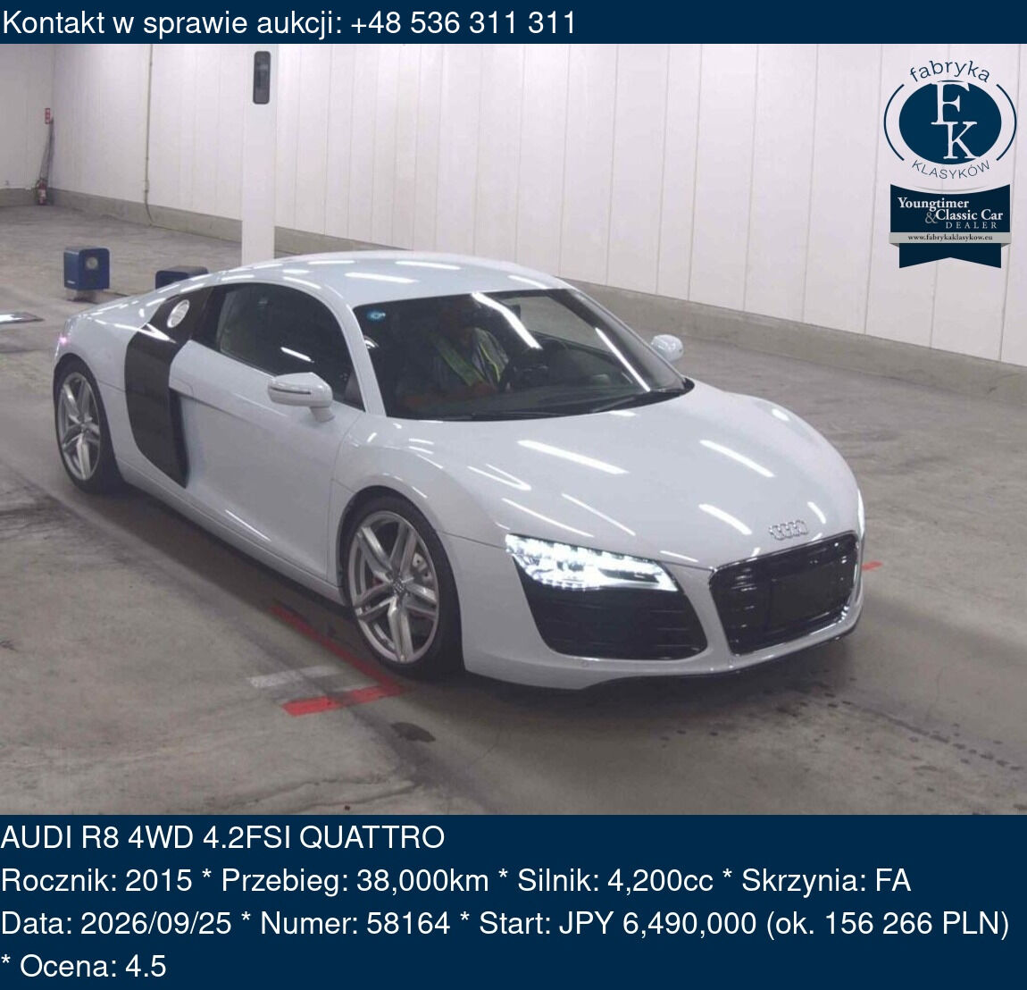 AUDI R8 4WD 4.2FSI QUATTRO 2015 - zdjęcie 2