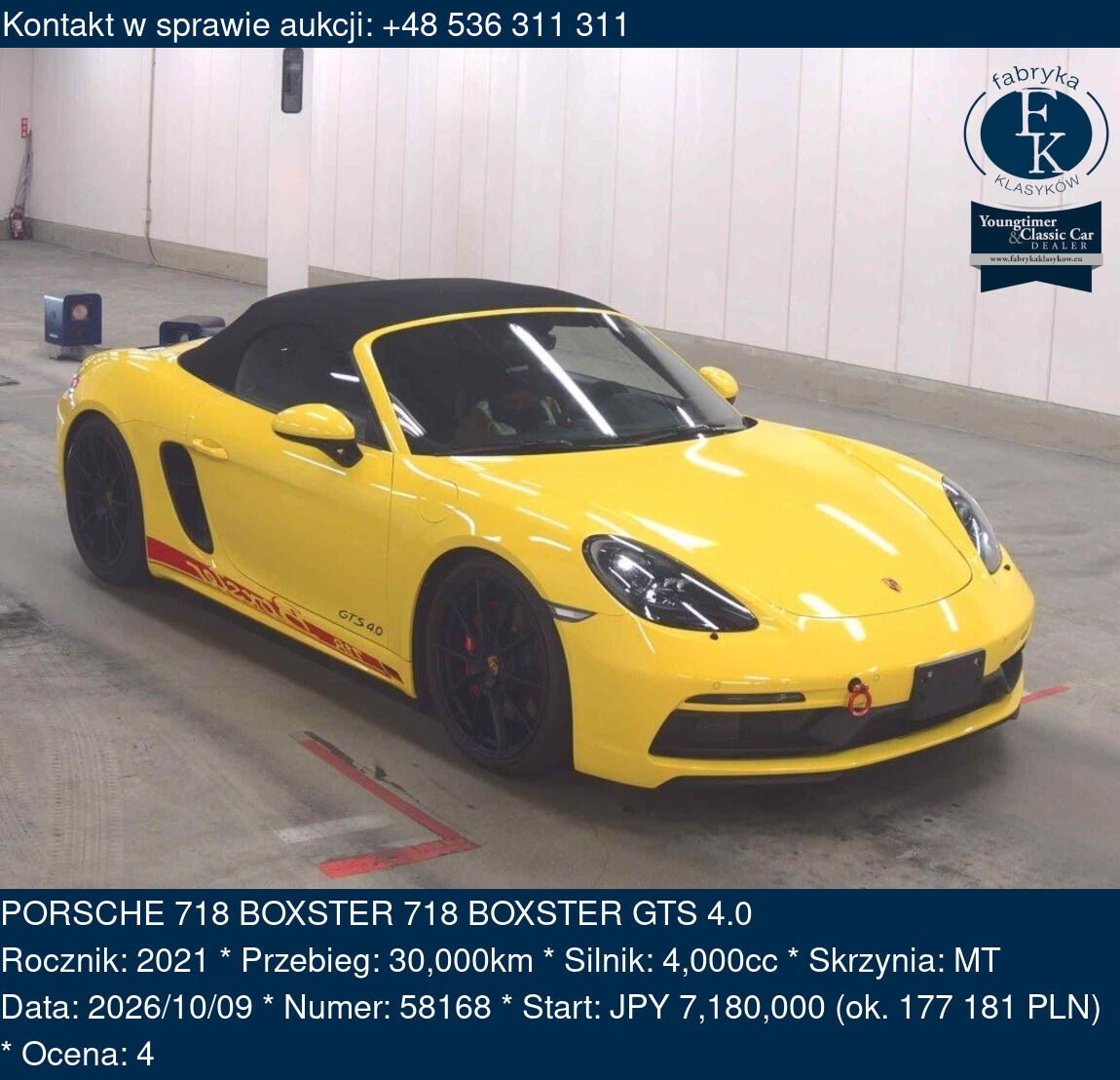 PORSCHE 718 BOXSTER 718 BOXSTER GTS 4.0 2021 - zdjęcie 2