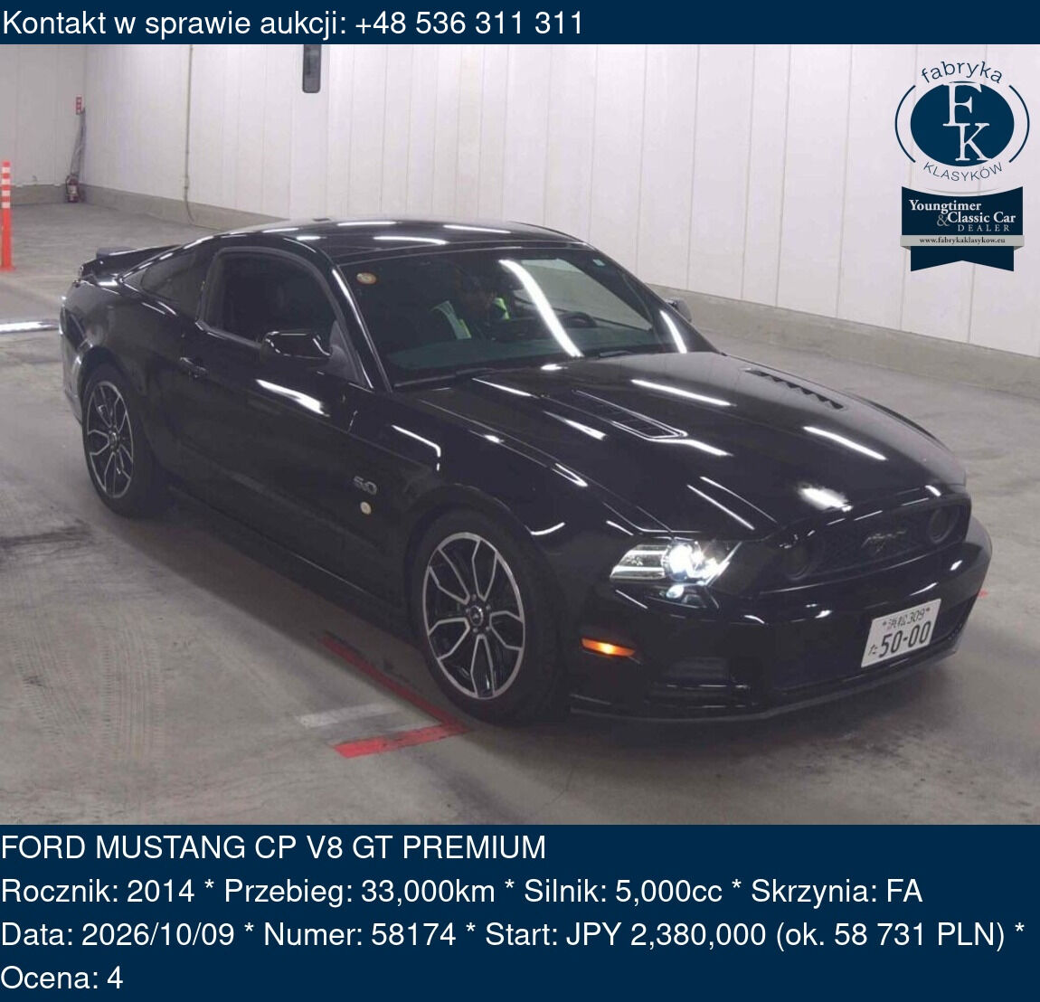 FORD MUSTANG CP V8 GT PREMIUM 2014 - zdjęcie 2