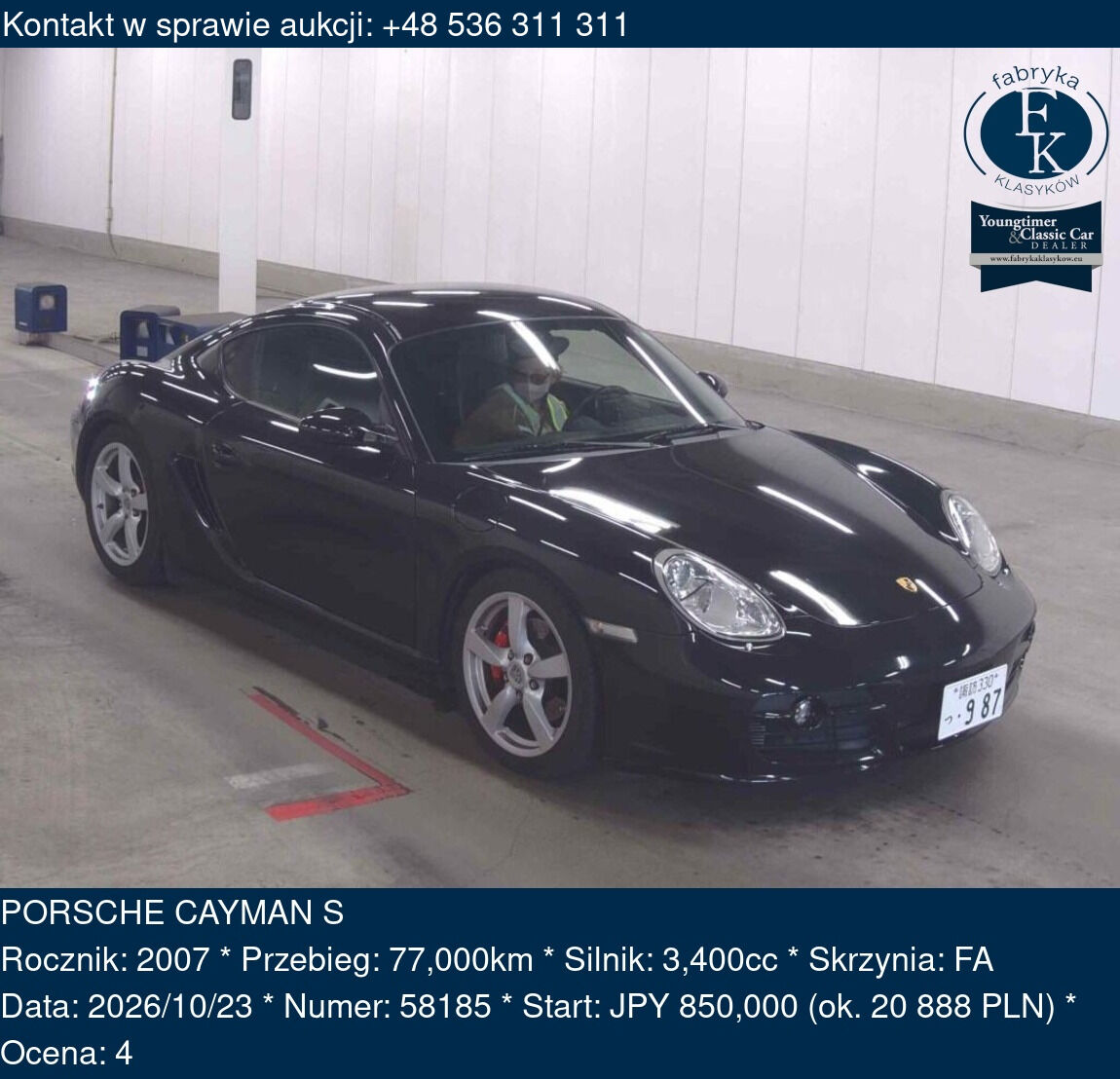 PORSCHE CAYMAN S 2007 - zdjęcie 2