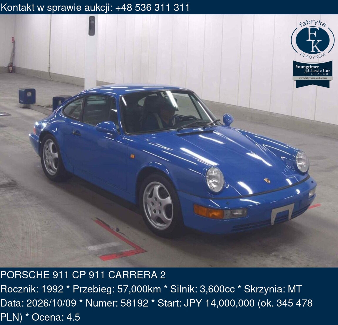PORSCHE 911 CP 911 CARRERA 2 1992 - zdjęcie 2