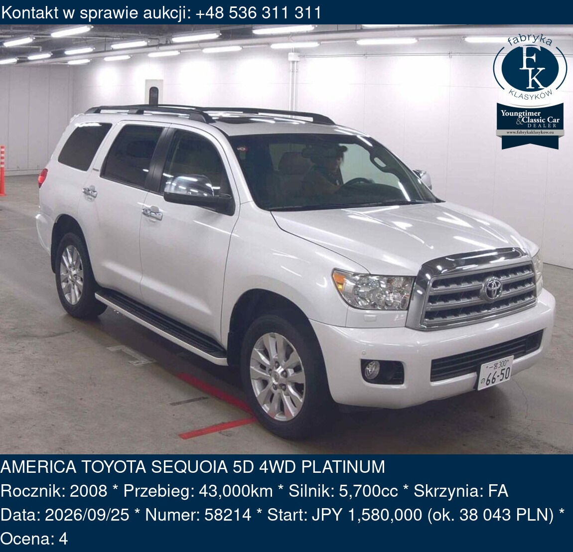 AMERICA TOYOTA SEQUOIA 5D 4WD PLATINUM 2008 - zdjęcie 2