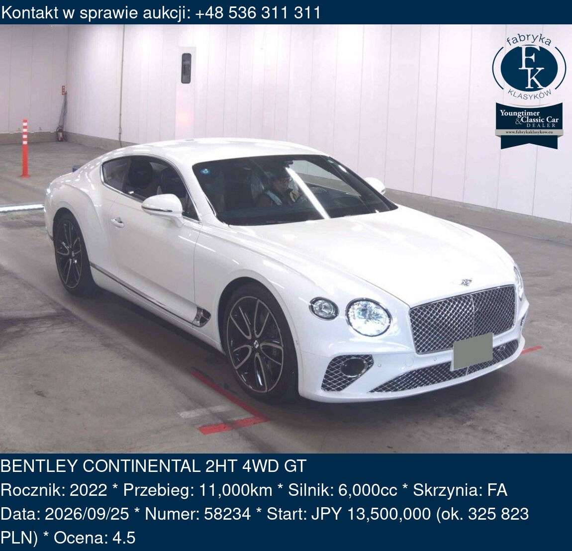 BENTLEY CONTINENTAL 2HT 4WD GT 2022 - zdjęcie 2