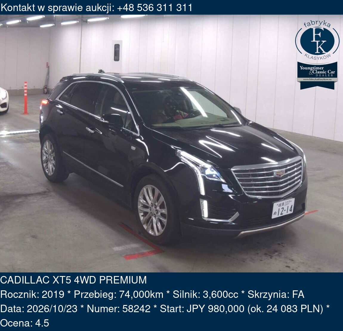 CADILLAC XT5 4WD PREMIUM 2019 - zdjęcie 2