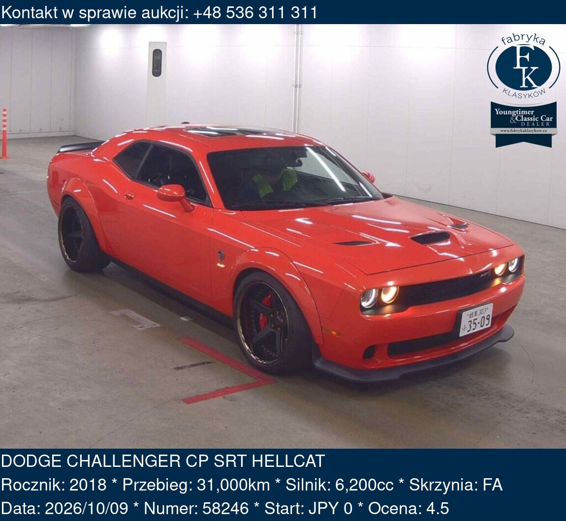 DODGE CHALLENGER CP SRT HELLCAT 2018 - zdjęcie 2