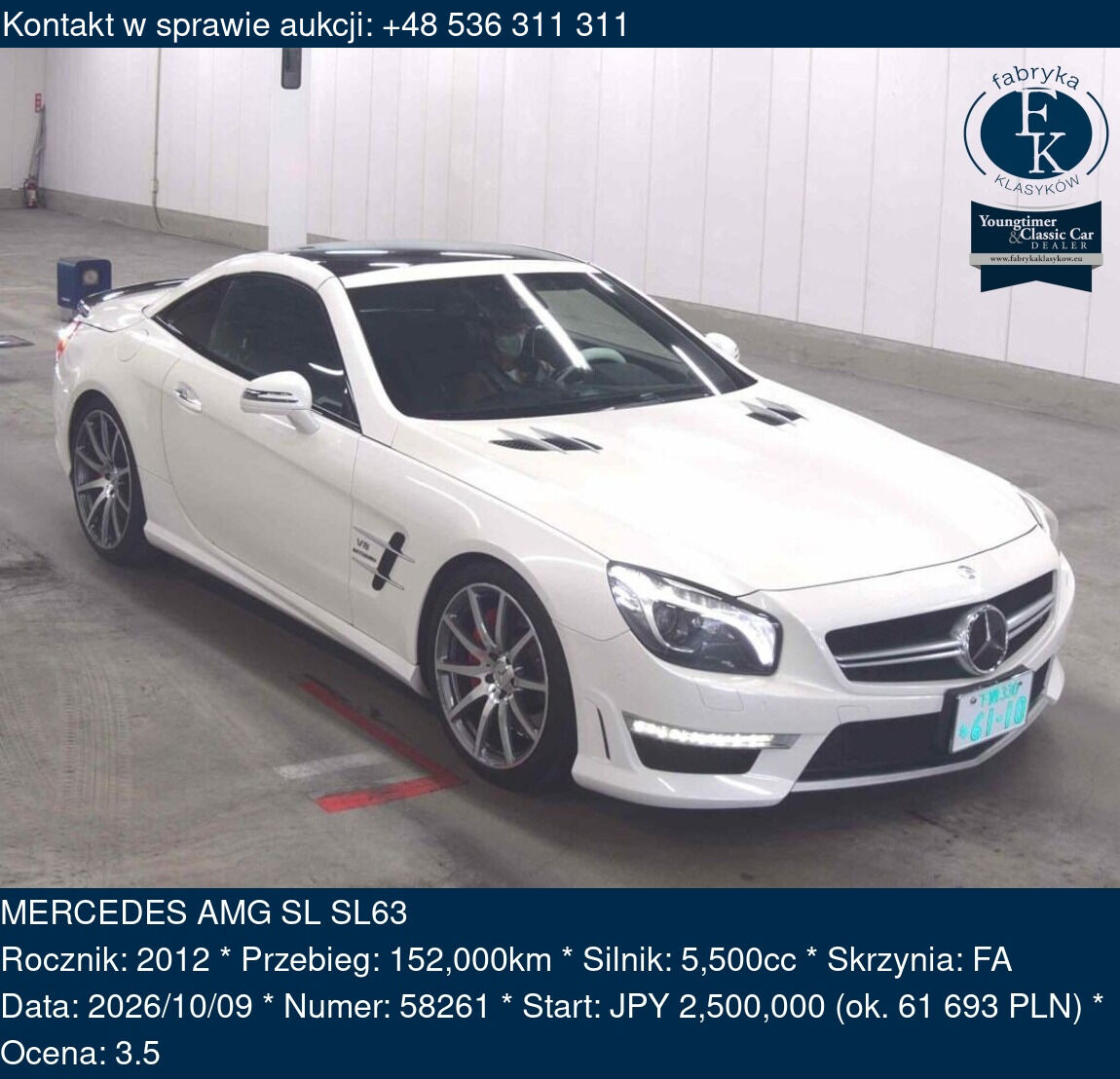 MERCEDES AMG SL SL63 2012 - zdjęcie 2