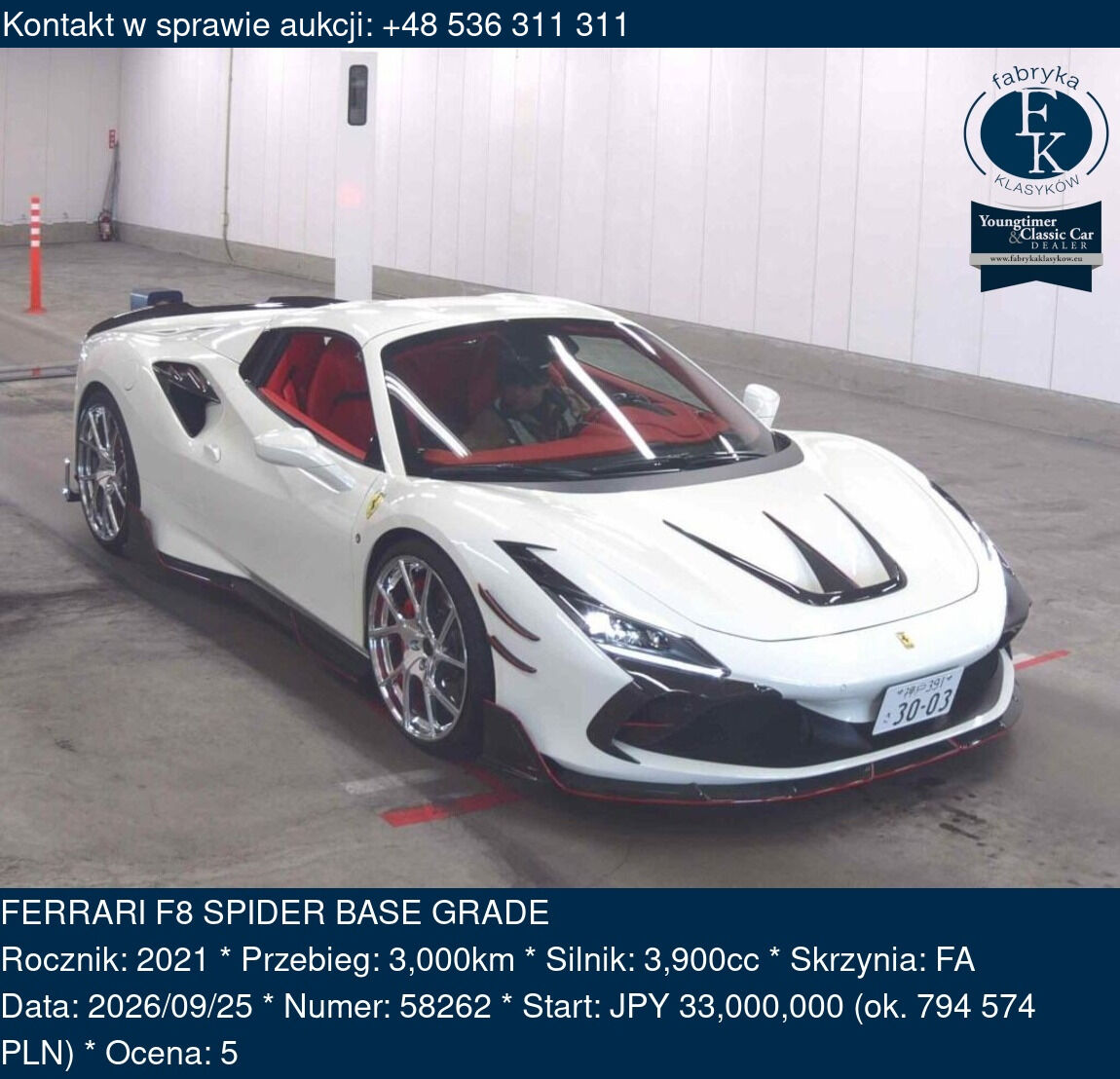 FERRARI F8 SPIDER BASE GRADE 2021 - zdjęcie 2
