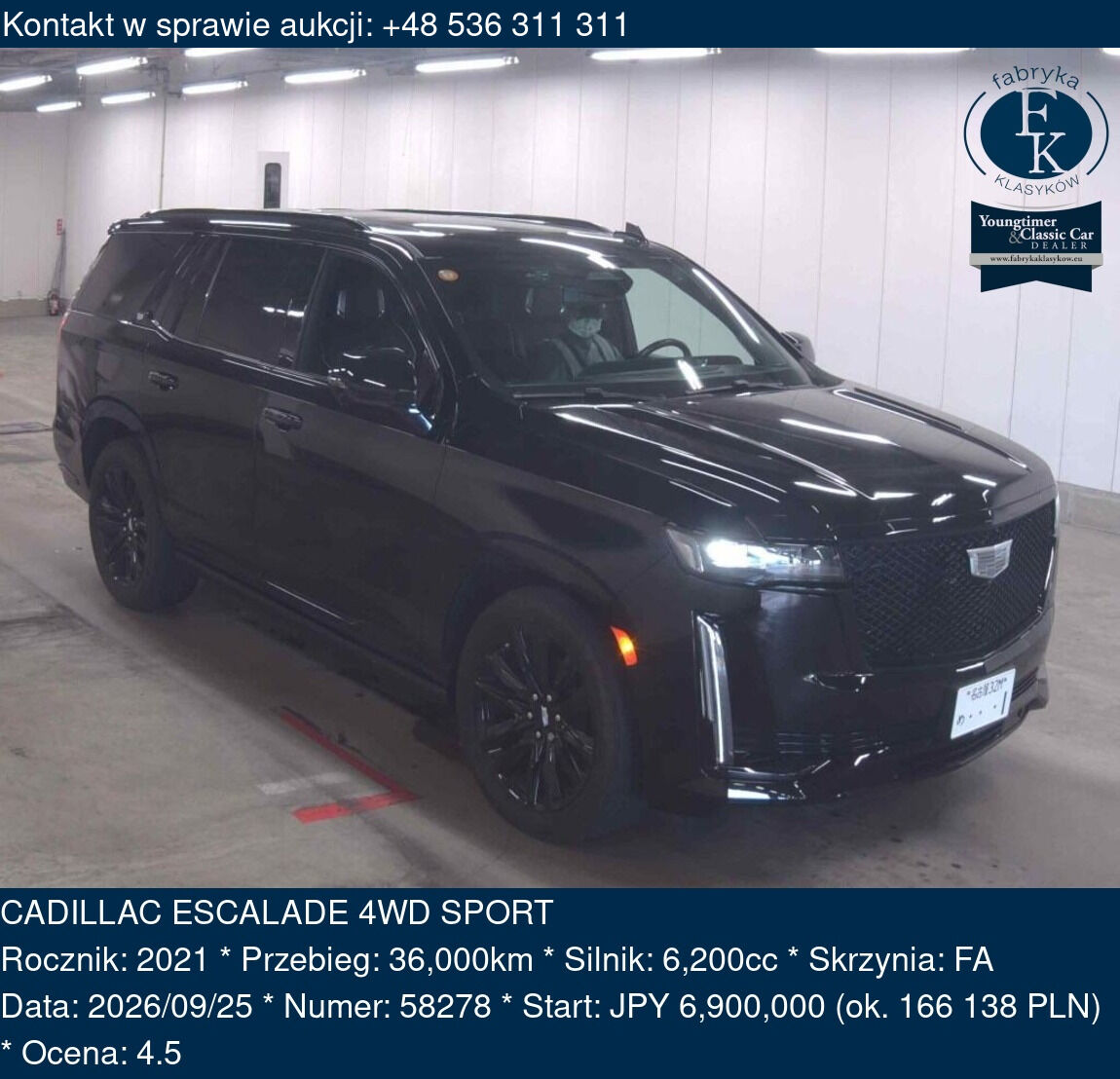 CADILLAC ESCALADE 4WD SPORT 2021 - zdjęcie 2