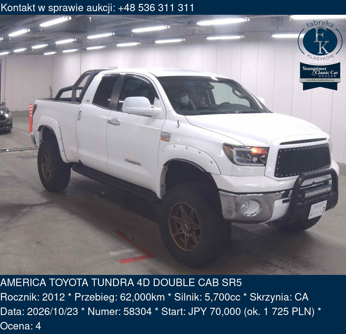 AMERICA TOYOTA TUNDRA 4D DOUBLE CAB SR5 2012 - zdjęcie 2