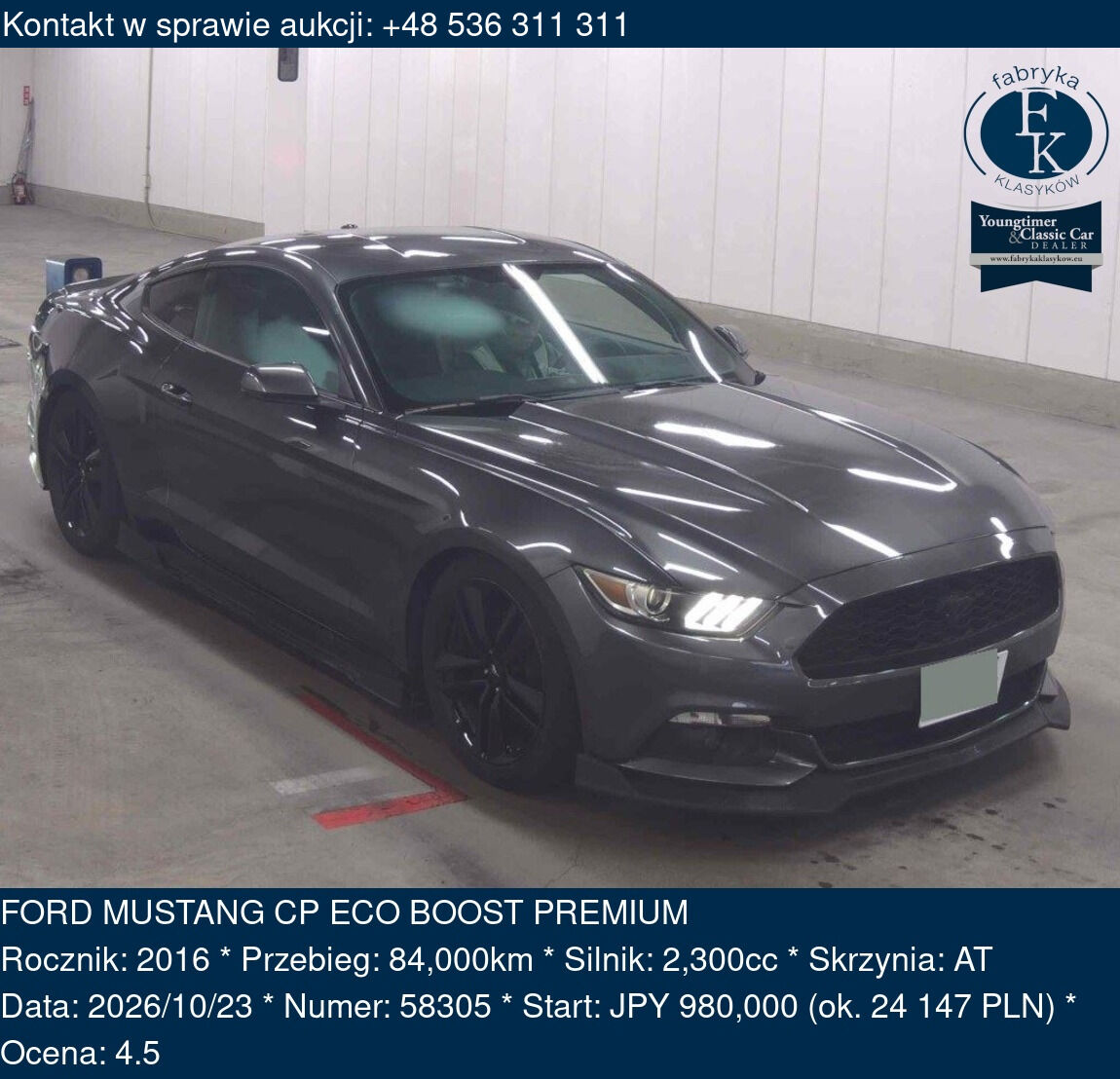 FORD MUSTANG CP ECO BOOST PREMIUM 2016 - zdjęcie 2