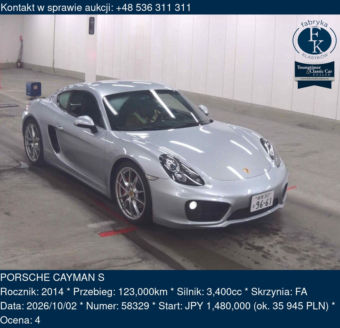 PORSCHE CAYMAN S 2014 - zdjęcie 2