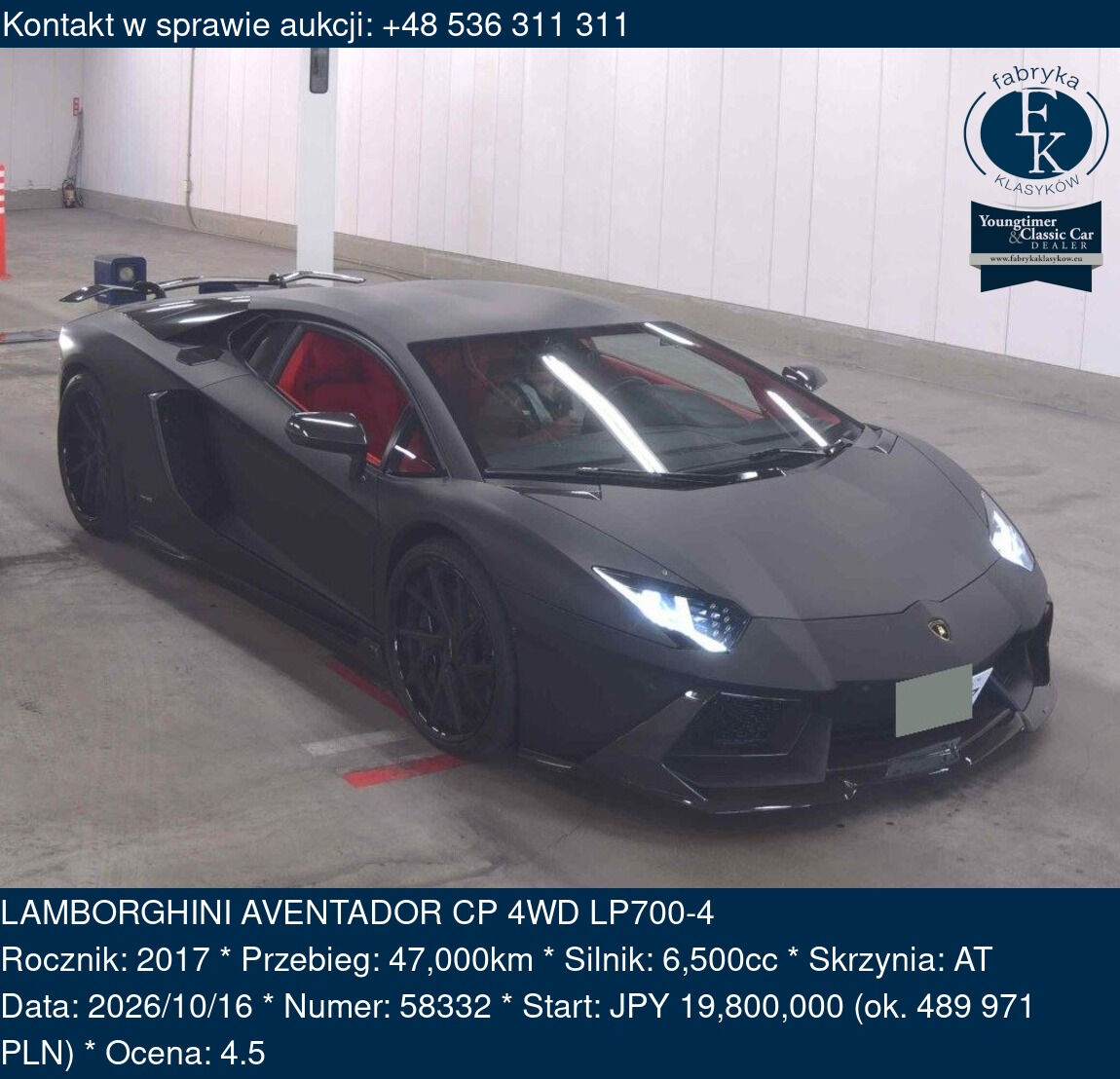 LAMBORGHINI AVENTADOR CP 4WD LP700-4 2017 - zdjęcie 2