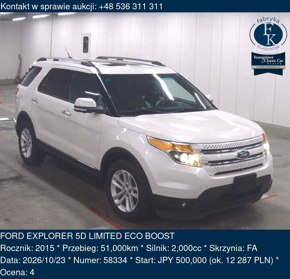 FORD EXPLORER 5D LIMITED ECO BOOST 2015 - zdjęcie 2