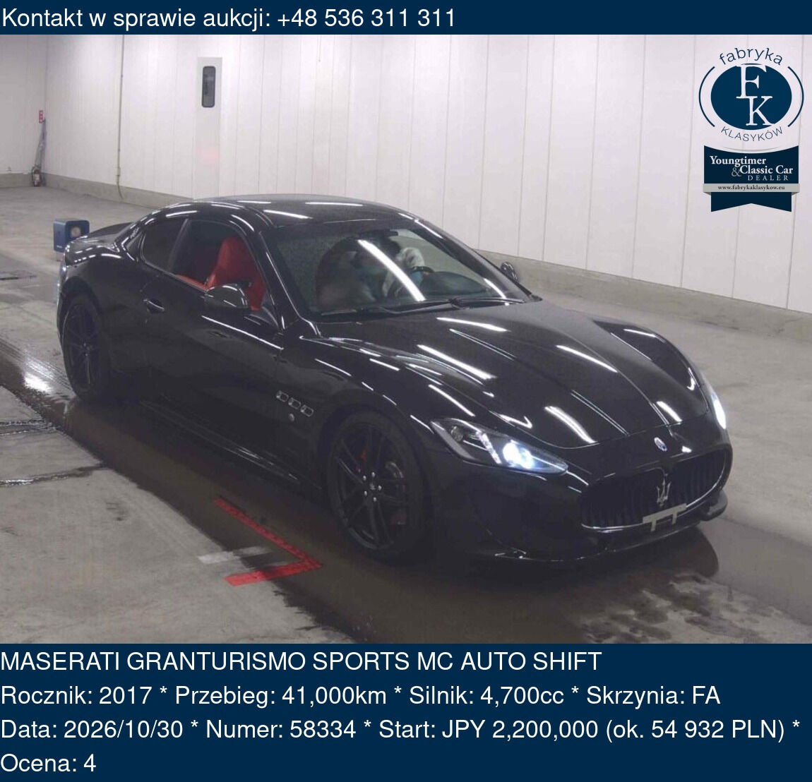 MASERATI GRANTURISMO SPORTS MC AUTO SHIFT 2017 - zdjęcie 2