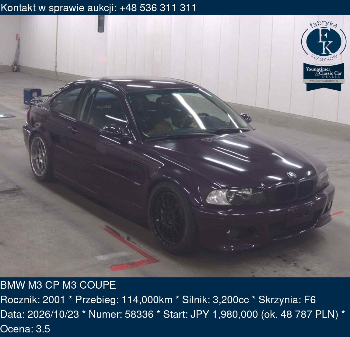 BMW M3 CP M3 COUPE 2001 - zdjęcie 2