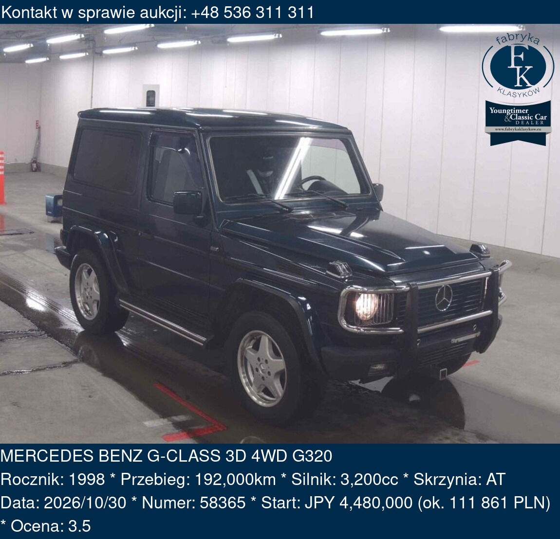 MERCEDES BENZ G-CLASS 3D 4WD G320 1998 - zdjęcie 2