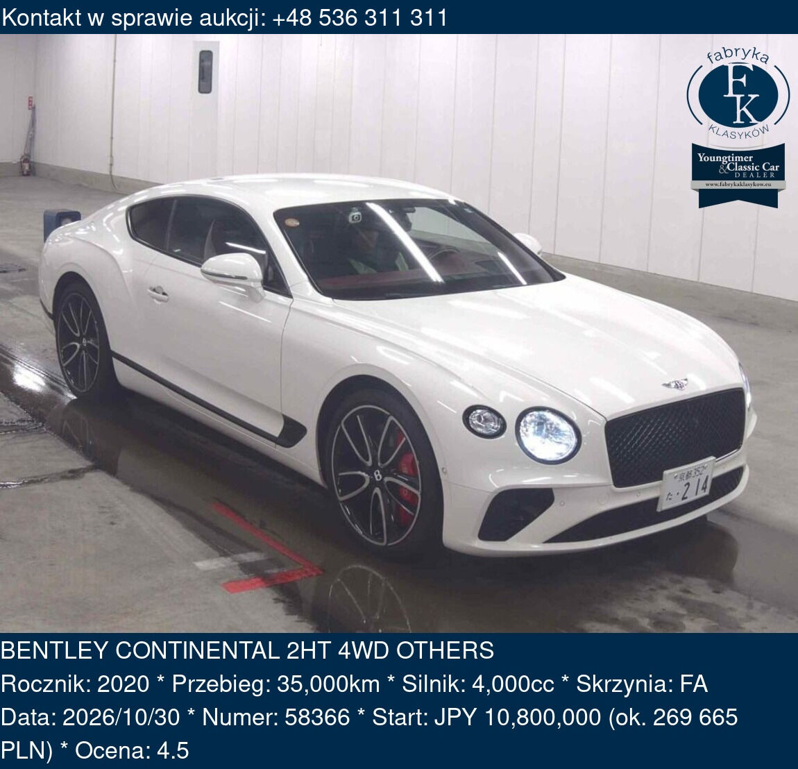 BENTLEY CONTINENTAL 2HT 4WD OTHERS 2020 - zdjęcie 2