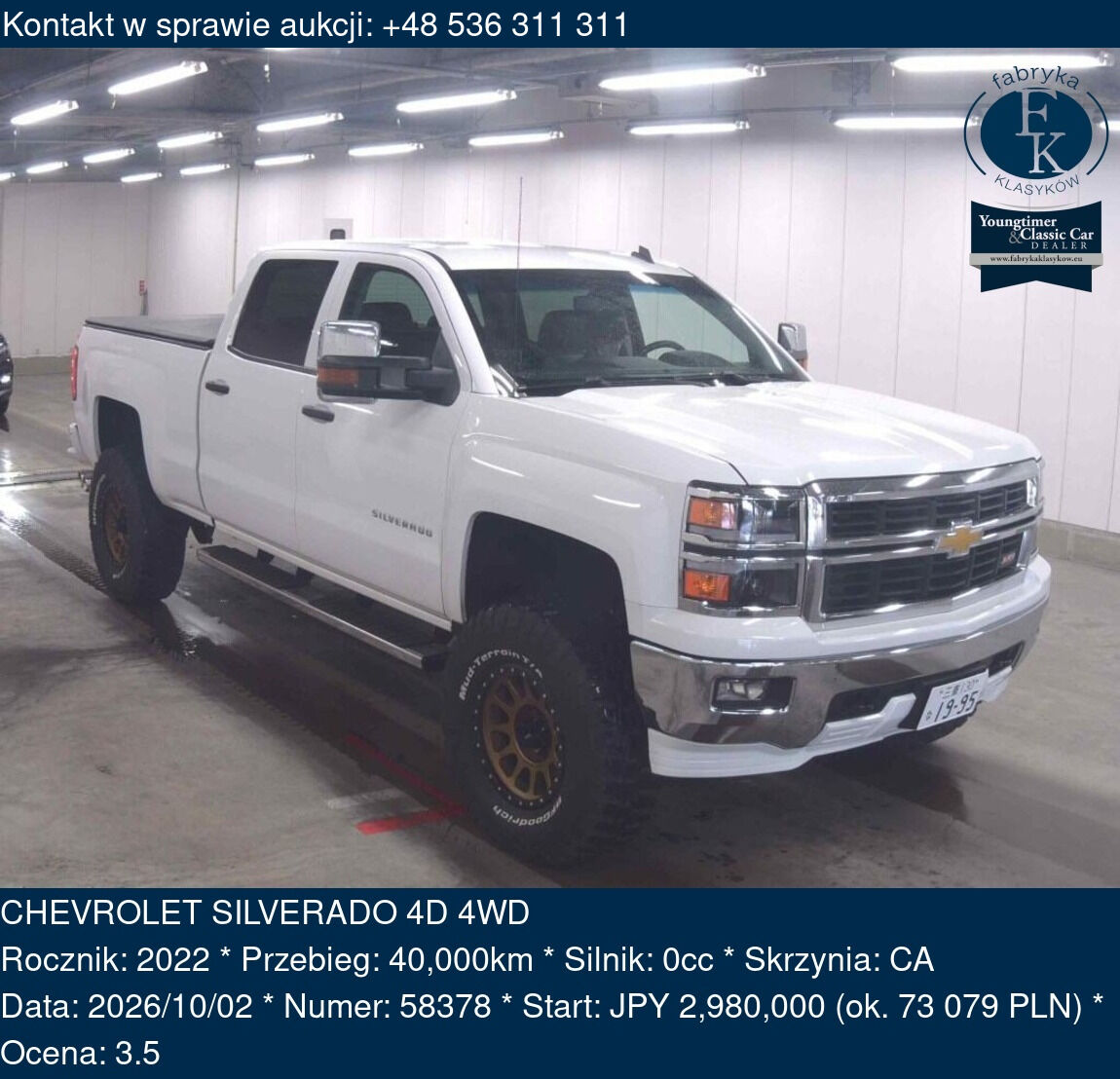 CHEVROLET SILVERADO 4D 4WD 2022 - zdjęcie 2