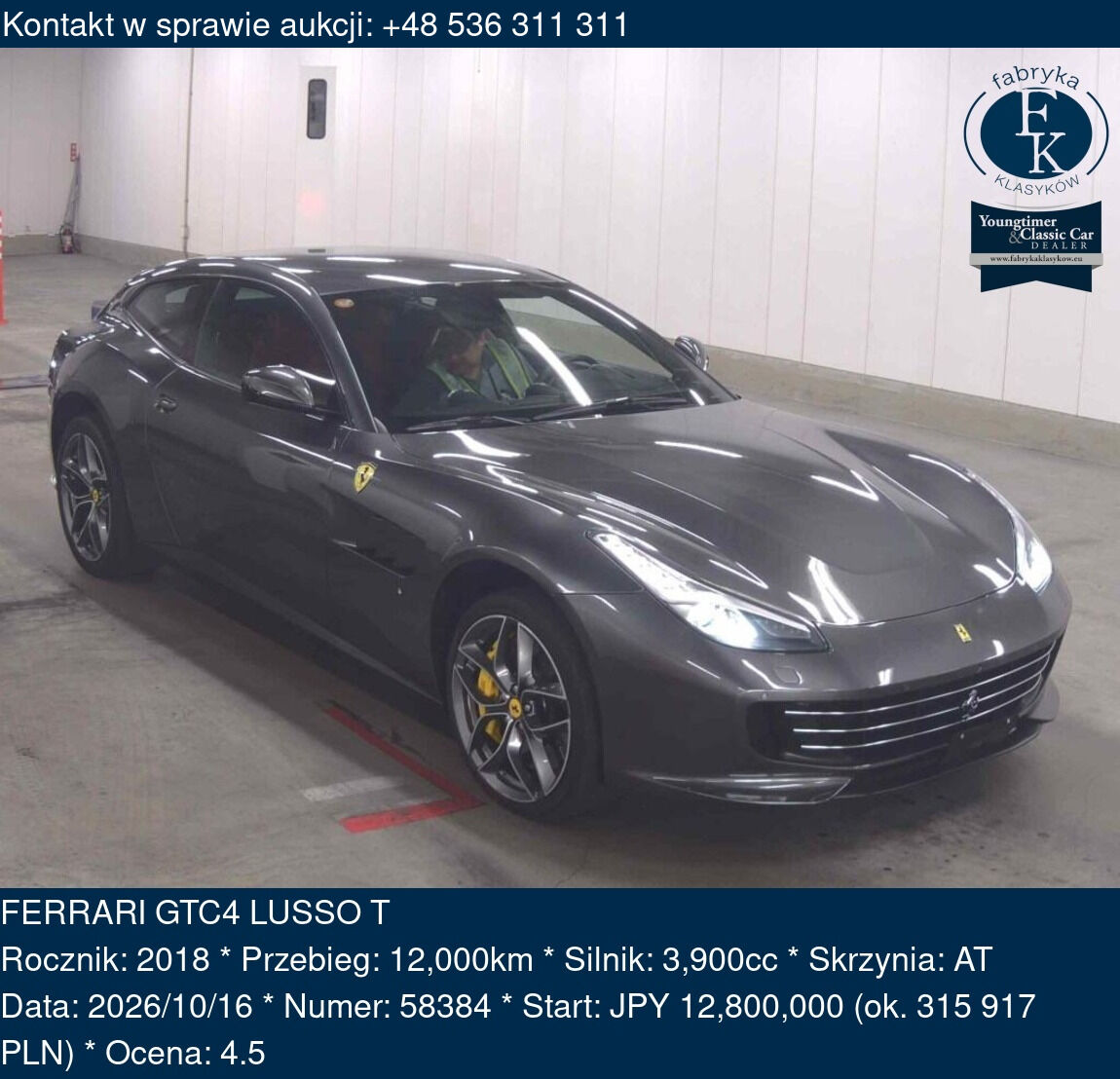 FERRARI GTC4 LUSSO T 2018 - zdjęcie 2
