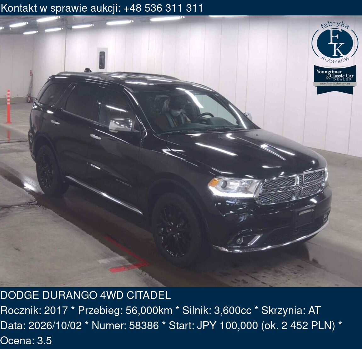 DODGE DURANGO 4WD CITADEL 2017 - zdjęcie 2