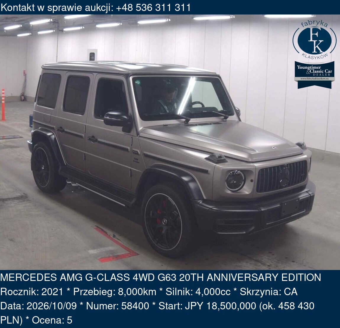 MERCEDES AMG G-CLASS 4WD G63 20TH ANNIVERSARY EDITION 2021 - zdjęcie 2