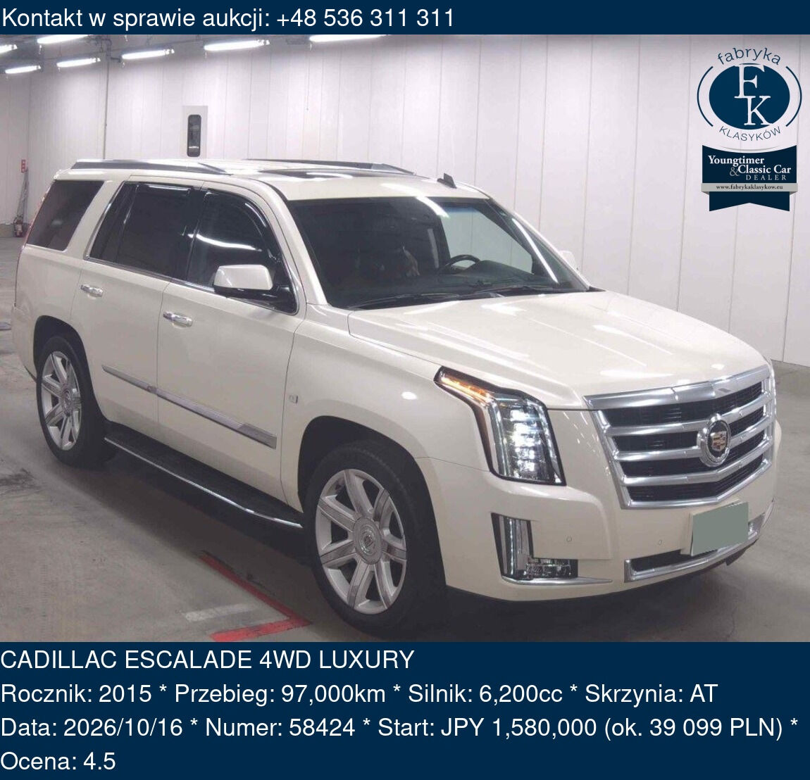 CADILLAC ESCALADE 4WD LUXURY 2015 - zdjęcie 2