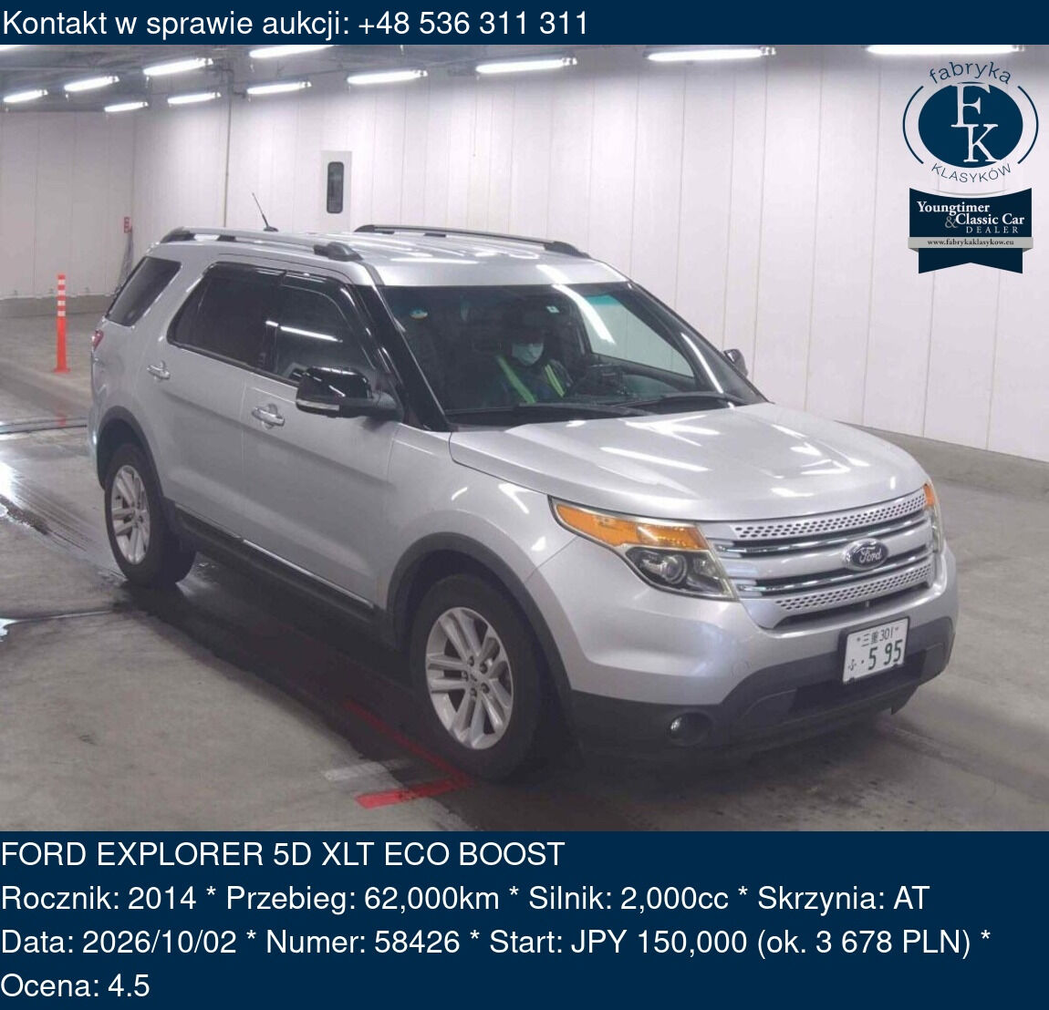 FORD EXPLORER 5D XLT ECO BOOST 2014 - zdjęcie 2