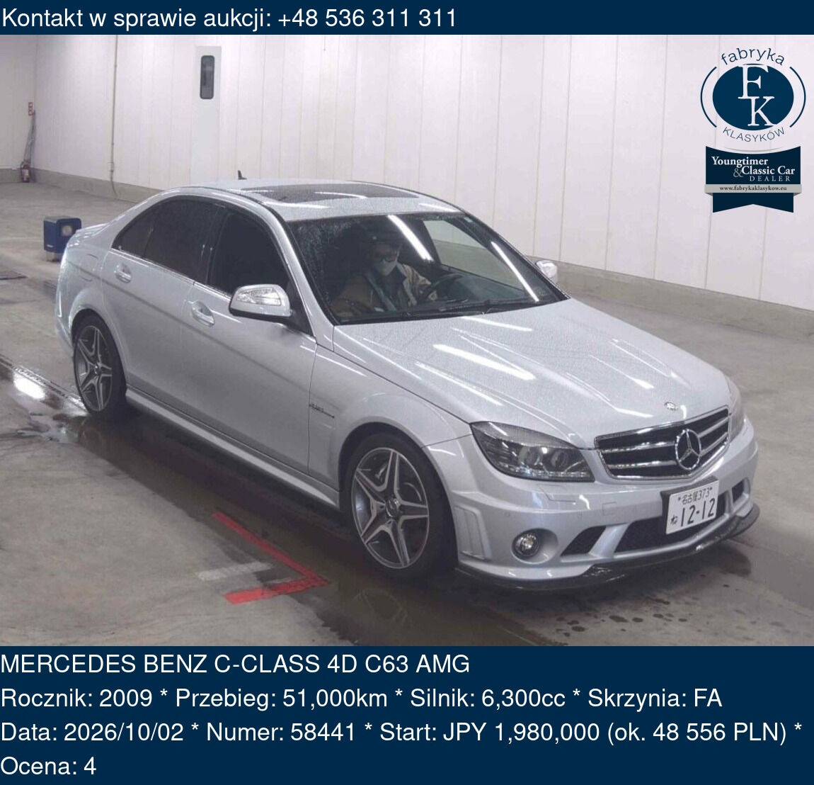 MERCEDES BENZ C-CLASS 4D C63 AMG 2009 - zdjęcie 2