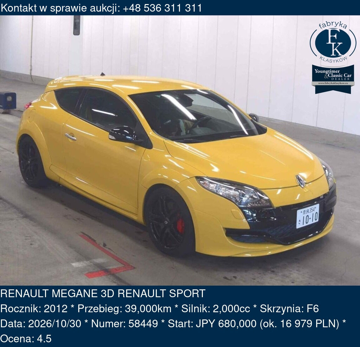 RENAULT MEGANE 3D RENAULT SPORT 2012 - zdjęcie 2