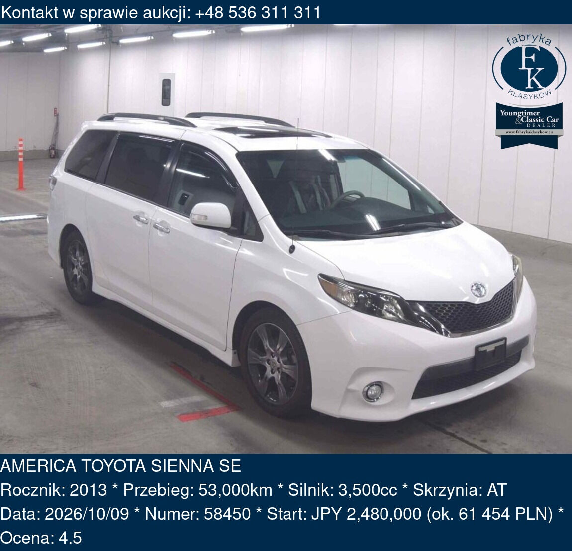 AMERICA TOYOTA SIENNA SE 2013 - zdjęcie 2