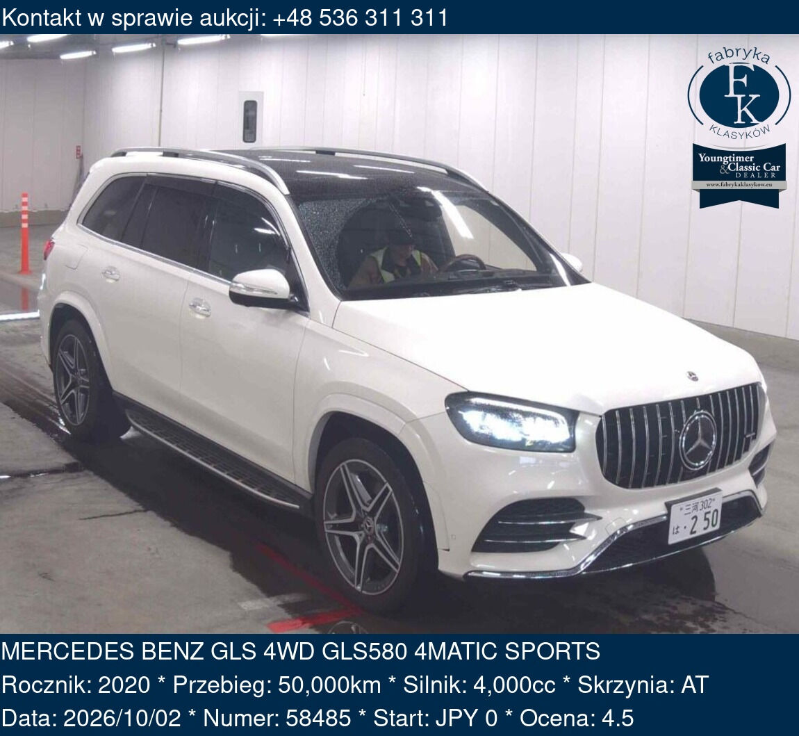 MERCEDES BENZ GLS 4WD GLS580 4MATIC SPORTS 2020 - zdjęcie 2