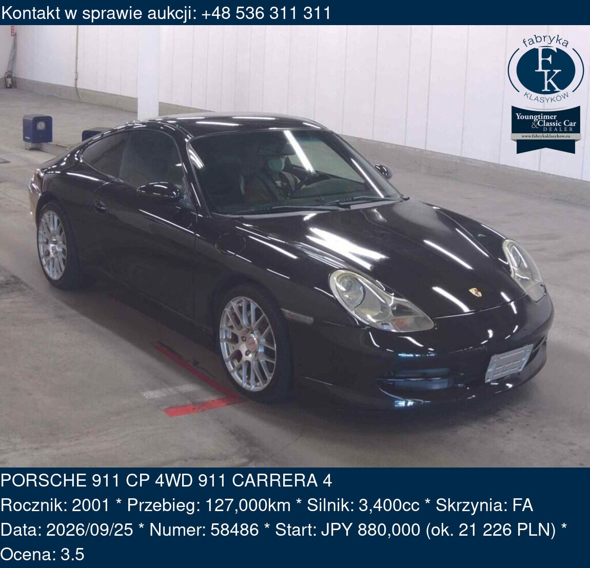 PORSCHE 911 CP 4WD 911 CARRERA 4 2001 - zdjęcie 2