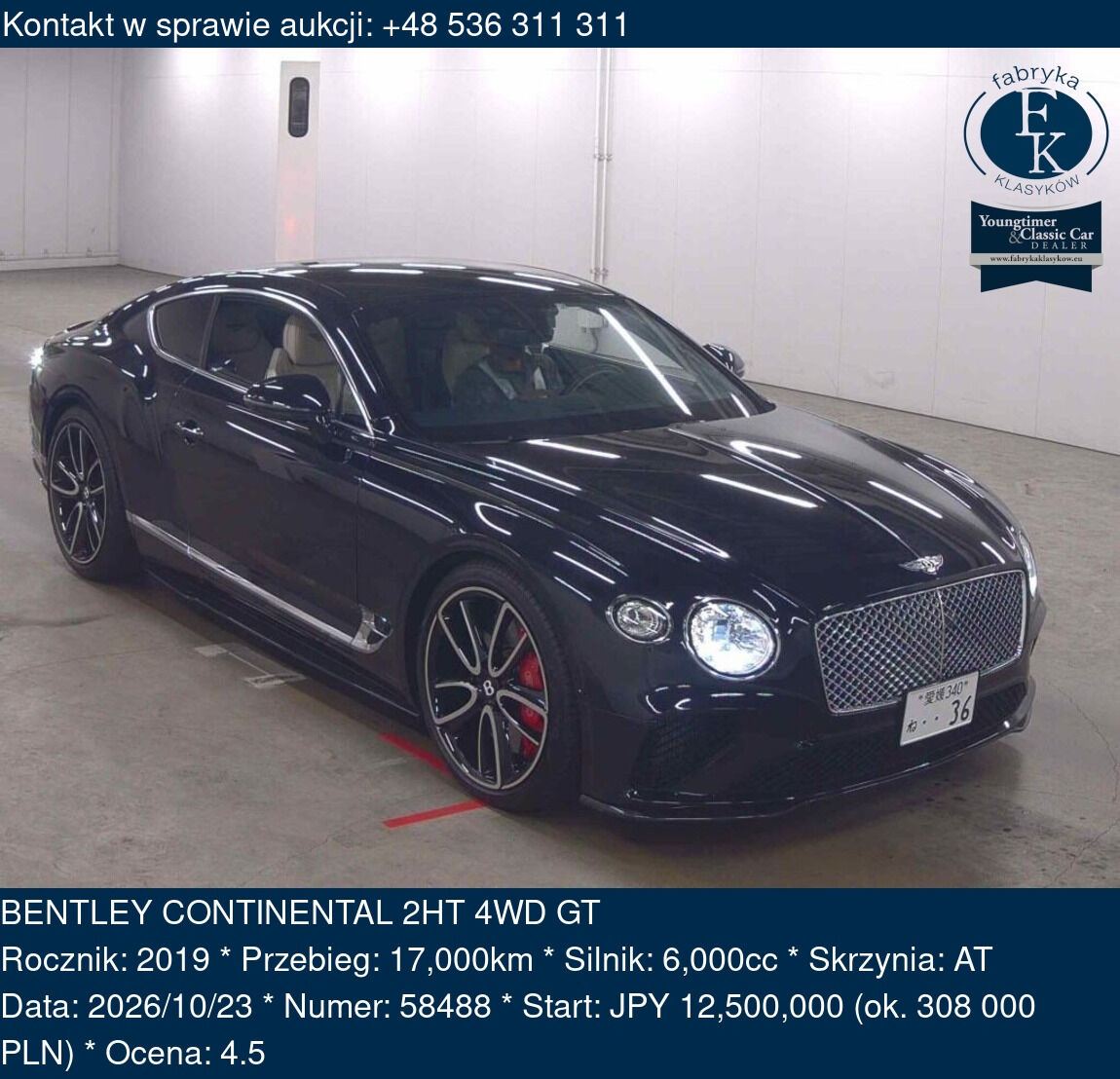 BENTLEY CONTINENTAL 2HT 4WD GT 2019 - zdjęcie 2